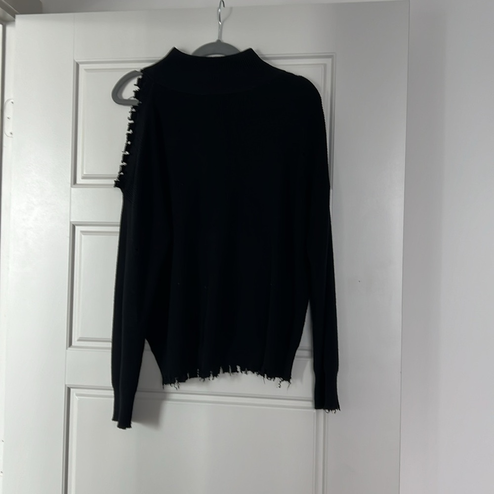 Black cowl neck sweater with open shoulder size large - Picture 2 of 5